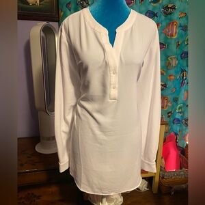 Susan Graver White Button Down Shirt